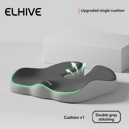 ELHIVE upgraded single cushion, dark gray ergonomic seat pad with central cutout
