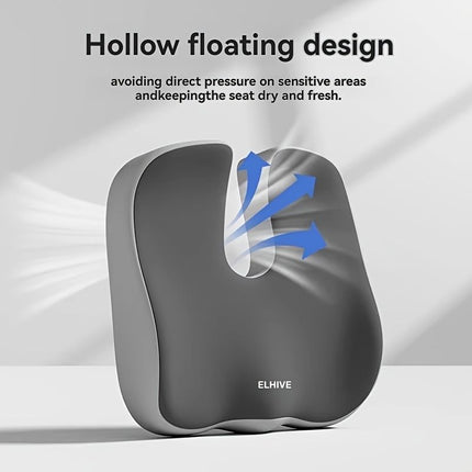 ELHIVE hollow floating cushion, dark gray contoured support with central gap