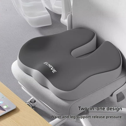 ELHIVE two-in-one cushion, dark gray seat pad with backrest and leg support shape