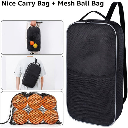 Black carrying bag for pickleball paddles with included mesh ball pouch