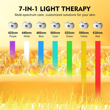 White LED light therapy facial device with visible multi-color light bars