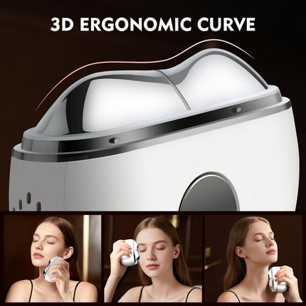 3D curved white facial massager with oval side window and top light strip