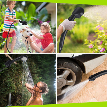 Portable shower sprayer with angled wand and mist spray for outdoor use