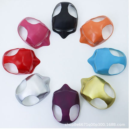 Assorted cat face masks in multiple colors, including black