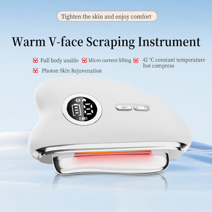 3-Speed Adjustable Smart Gua Sha Device - Photon Skin Rejuvenation Beauty Tool - EMS Microcurrent Lifting - Facial Massage Beauty Device - Constant-Temperature Gua Sha Beauty Device - Smart Digital Electric Gua Sha Board - Home Facial Care Tool - White