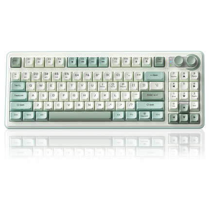 SOLAKAKA compact wireless keyboard with independent number pad, green and white keycaps