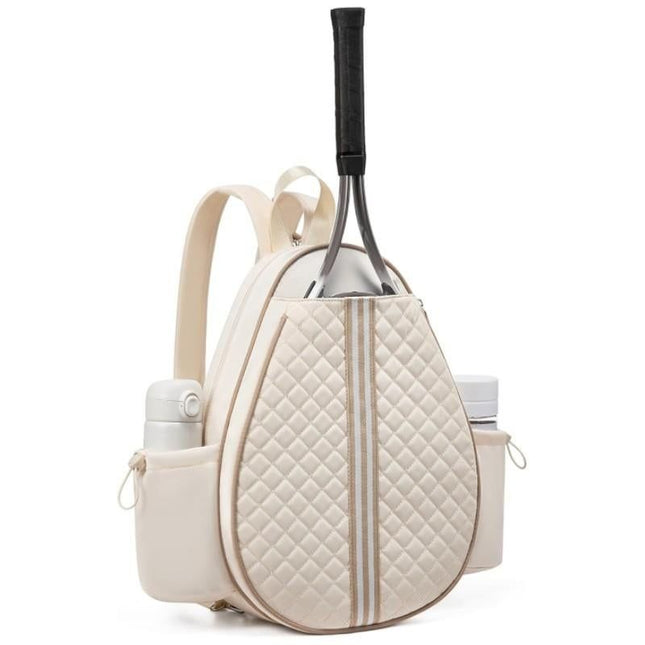 Crossbody Lightweight Multifunctional Waterproof Tennis Racket Bag for Men and Women Suitable for Pickleball Badminton and Tennis-Beige