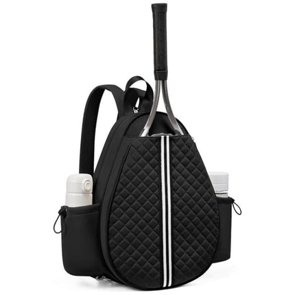 Crossbody Lightweight Multifunctional Waterproof Tennis Racket Bag for Men and Women Suitable for Pickleball Badminton and Tennis-Beige