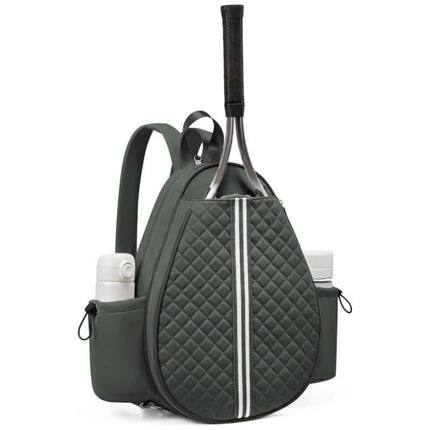 Crossbody Lightweight Multifunctional Waterproof Tennis Racket Bag for Men and Women Suitable for Pickleball Badminton and Tennis-Green