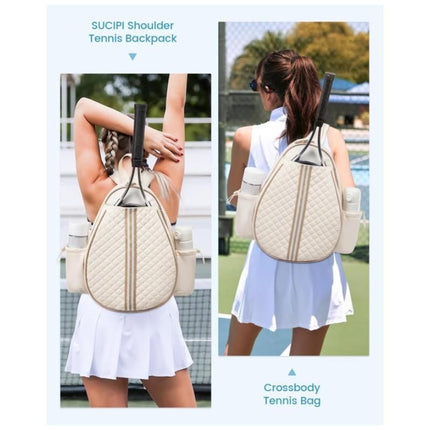 Crossbody Lightweight Multifunctional Waterproof Tennis Racket Bag for Men and Women Suitable for Pickleball Badminton and Tennis-Green