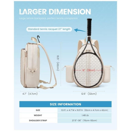 Crossbody Lightweight Multifunctional Waterproof Tennis Racket Bag for Men and Women Suitable for Pickleball Badminton and Tennis-Green