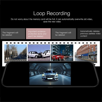 Car dash cam DVR showing loop-recording screen playback view
