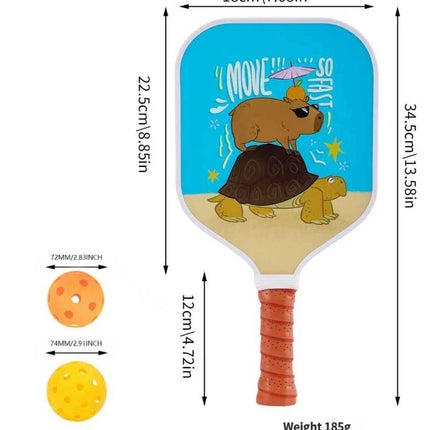 【RT-012】 Fiberglass Pickleball Paddle Set of 2 with 4 Balls and Carry Bag - 185g Single Paddle Weight - Beginner Friendly Starter Kit with Non-Slip Cushion Grip for Adults Kids and Outdoor Family Fun