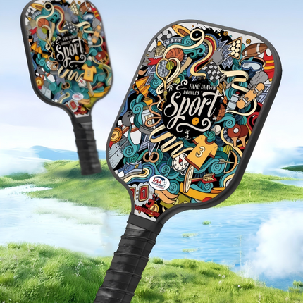 Pickleball Paddle Set with 4 Fiberglass Paddles, 8 Outdoor Balls and 2 Carry Bags - Honeycomb Core, Lightweight Design, Comfort Grip, Family and Beginner Friendly Game Set