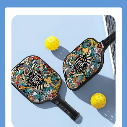 Pickleball Paddle Set with 4 Fiberglass Paddles, 8 Outdoor Balls and 2 Carry Bags - Honeycomb Core, Lightweight Design, Comfort Grip, Family and Beginner Friendly Game Set