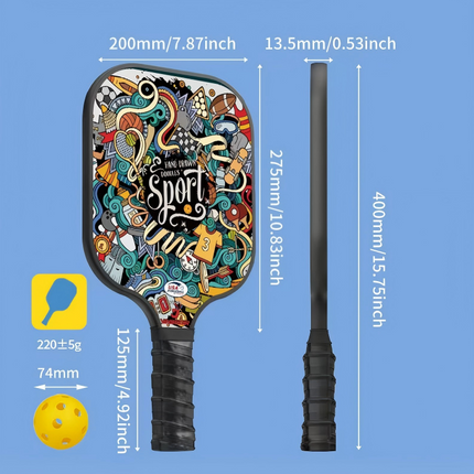 Pickleball Paddle Set with 4 Fiberglass Paddles, 8 Outdoor Balls and 2 Carry Bags - Honeycomb Core, Lightweight Design, Comfort Grip, Family and Beginner Friendly Game Set
