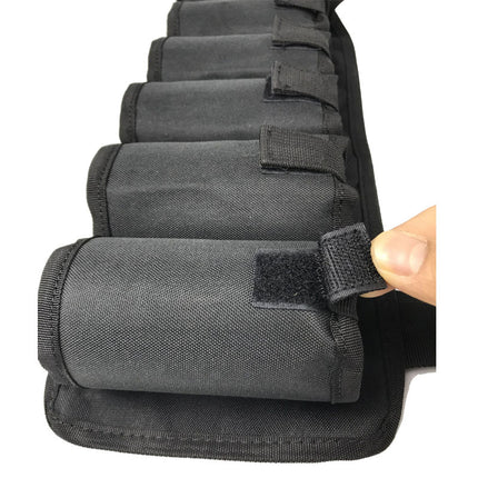 Dark beverage carrier vest side pouch with hook-and-loop flap closure