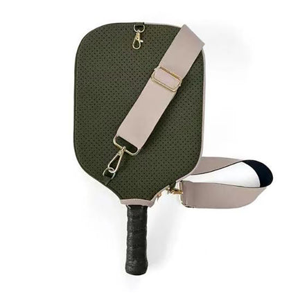 Green neoprene paddle cover with adjustable shoulder strap and side pocket