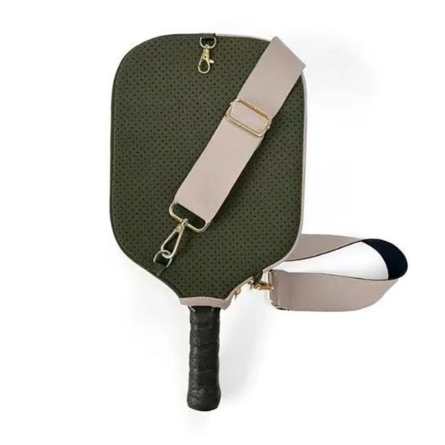Green neoprene paddle cover with adjustable shoulder strap and side pocket