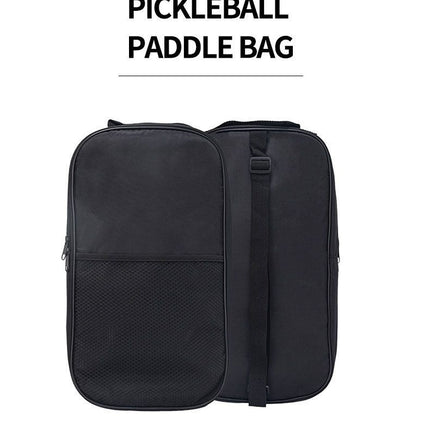 Black pickleball paddle bag with zip compartments and carry handle