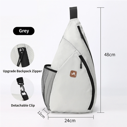 Grey Pickleball & Racket Sports Sling Bag with Expandable High-Capacity Storage - Waterproof Oxford Tennis & Badminton Gear Crossbody Backpack