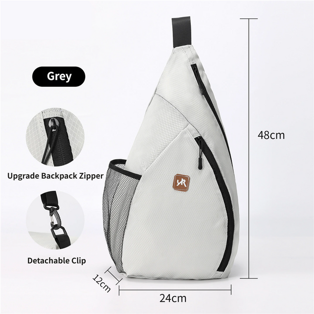 Grey Pickleball & Racket Sports Sling Bag with Expandable High-Capacity Storage - Waterproof Oxford Tennis & Badminton Gear Crossbody Backpack