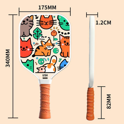 Juvenile Pickleball Paddle Set with Cooling Towel (Meow Paradise) , Cartoon Junior Paddles, Carry Bag and Indoor/Outdoor Balls for Children