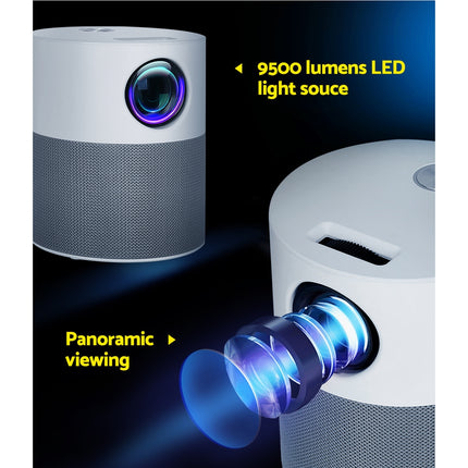 Mini video projector lens with bright LED light effect